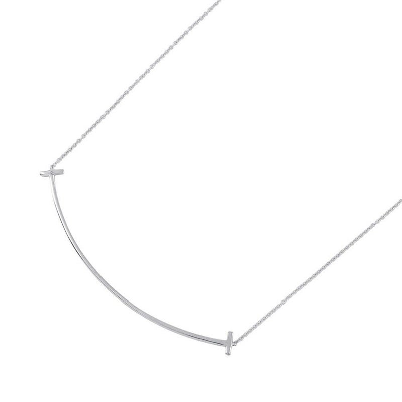 ティファニー ネックレス Tスマイル ペンダント ラージ ダイヤモンド 計0.19ct K18WGホワイトゴールド 60011655