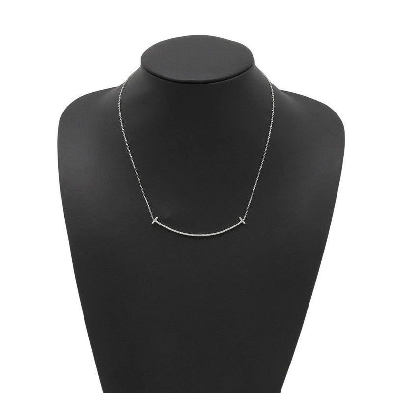 ティファニー ネックレス Tスマイル ペンダント ラージ ダイヤモンド 計0.19ct K18WGホワイトゴールド 60011655