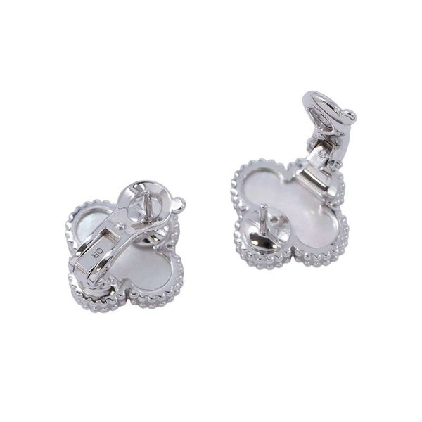 ヴァンクリーフ&アーペル ピアス ヴィンテージ アルハンブラ イヤリング マザーオブパール K18WGホワイトゴールド VCARF48600