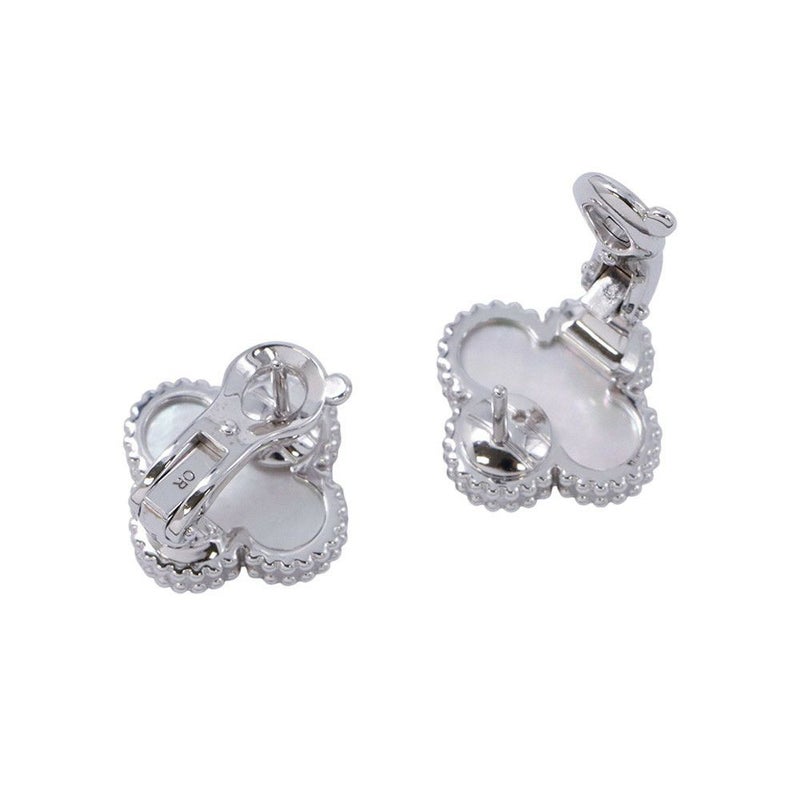 ヴァンクリーフ&アーペル ピアス ヴィンテージ アルハンブラ イヤリング マザーオブパール K18WGホワイトゴールド VCARF48600