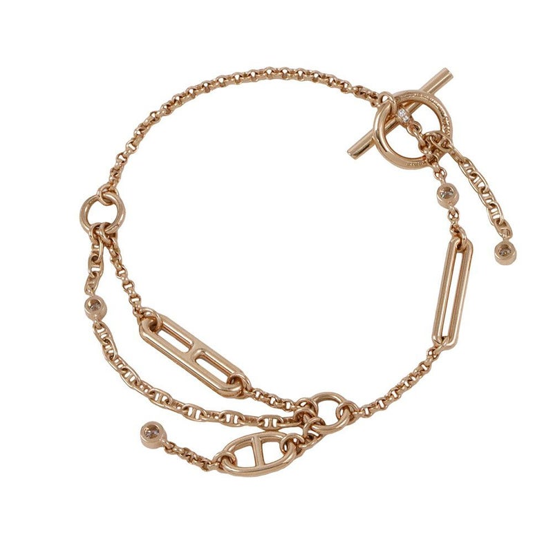 エルメス ブレスレット シェーヌダンクル カオス ブレスレット ダイヤモンド 46P 計0.48ct K18PGピンクゴールド サイズST HERMES