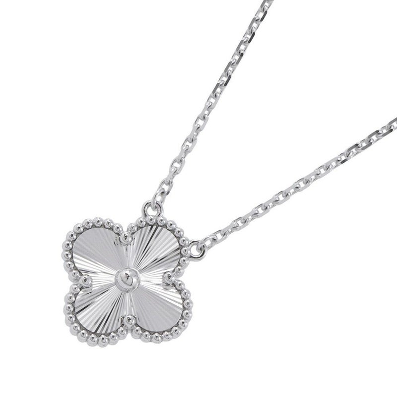 ヴァンクリーフ&アーペル ネックレス ヴィンテージ アルハンブラ ペンダント ギヨシェ K18WGホワイトゴールド VCARP9XG00