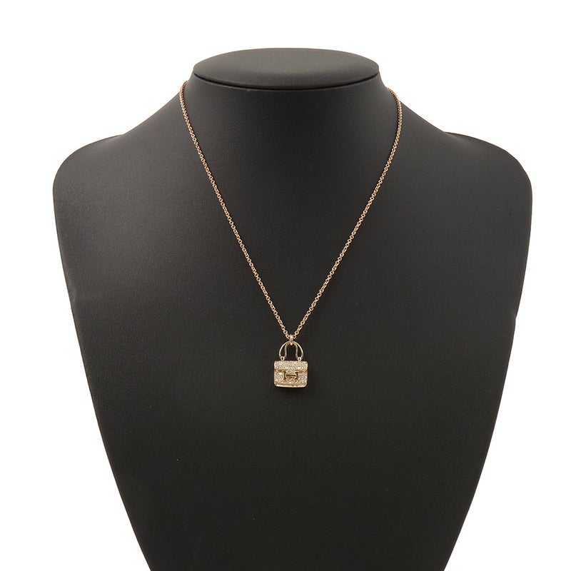 エルメス ネックレス アミュレット コンスタンス ペンダント ダイヤ 43P 計0.44ct K18PGピンクゴールド HERMES Amulettes Constance