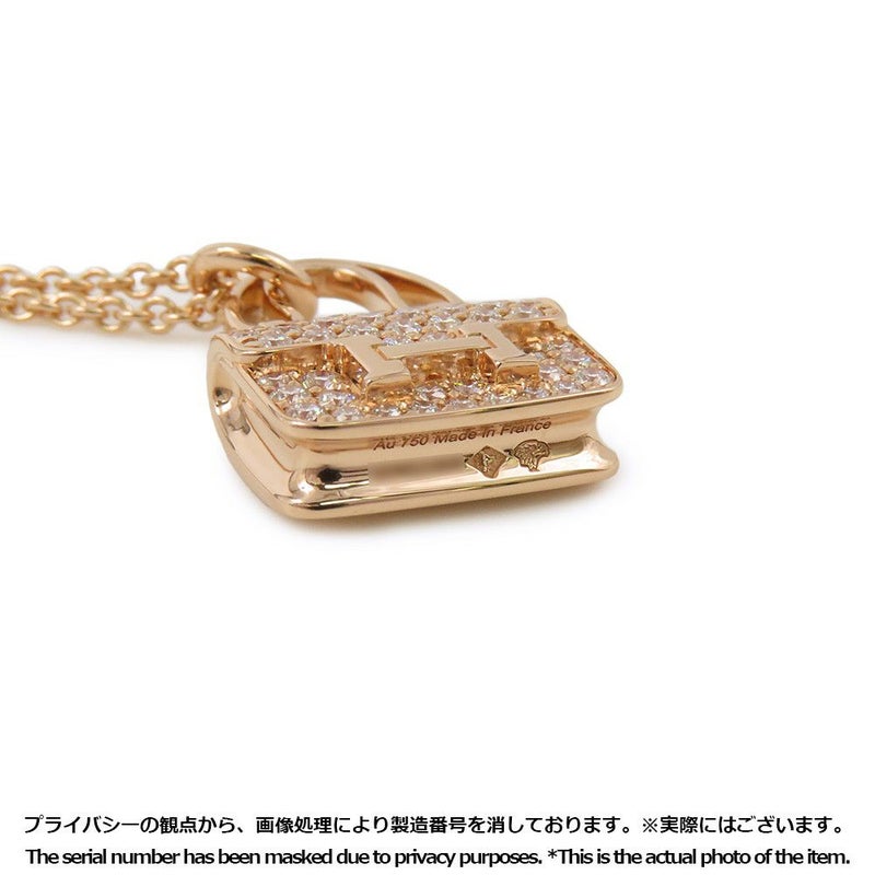 エルメス ネックレス アミュレット コンスタンス ペンダント ダイヤ 43P 計0.44ct K18PGピンクゴールド HERMES Amulettes Constance