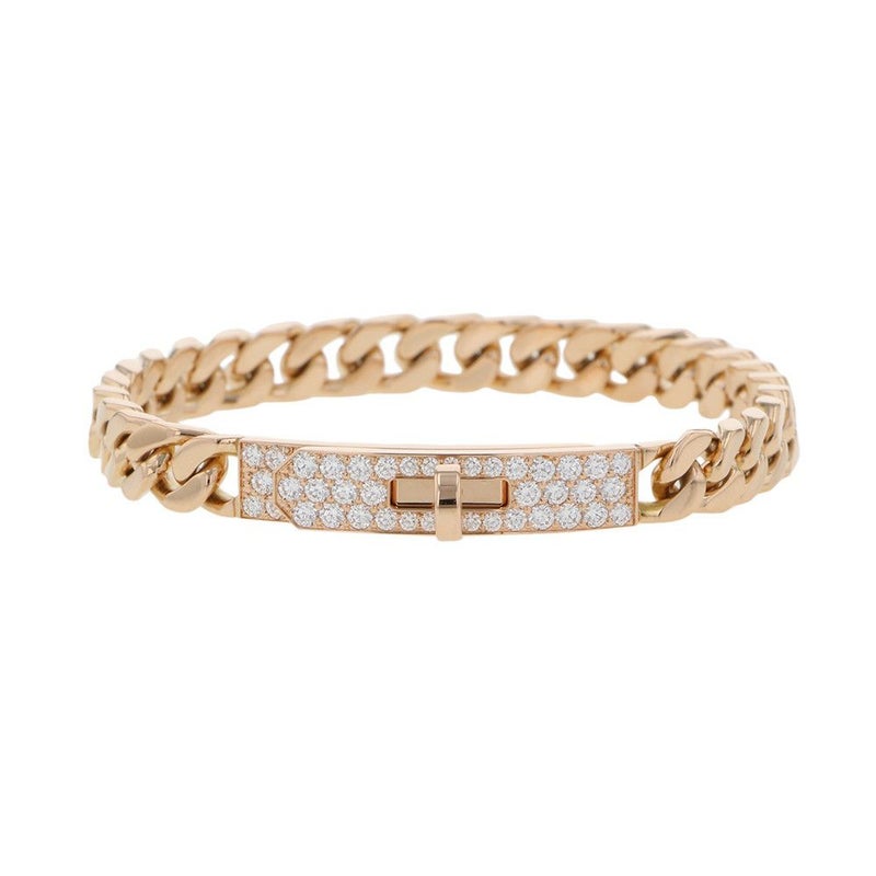 エルメス ブレスレット ケリーグルメット ダイヤモンド 41P 計0.90ct サイズSH K18PGピンクゴールド HERMES Kelly Gourmette