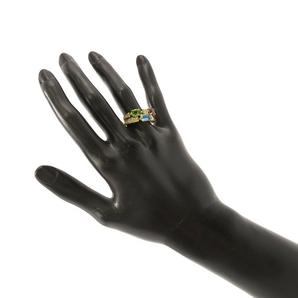 ブルガリ リング アレグラ ダイヤモンド ブルートパーズ トルマリン ペリドット K18YGイエローゴールド サイズ約12号 指輪