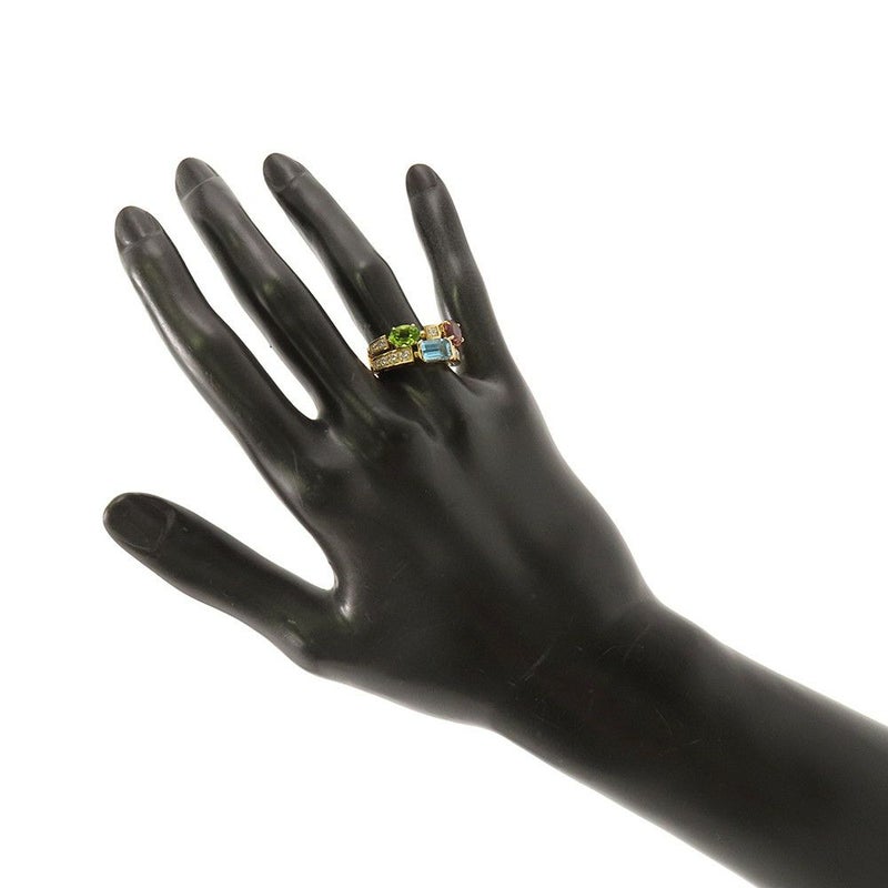 ブルガリ リング アレグラ ダイヤモンド ブルートパーズ トルマリン ペリドット K18YGイエローゴールド サイズ約12号 指輪