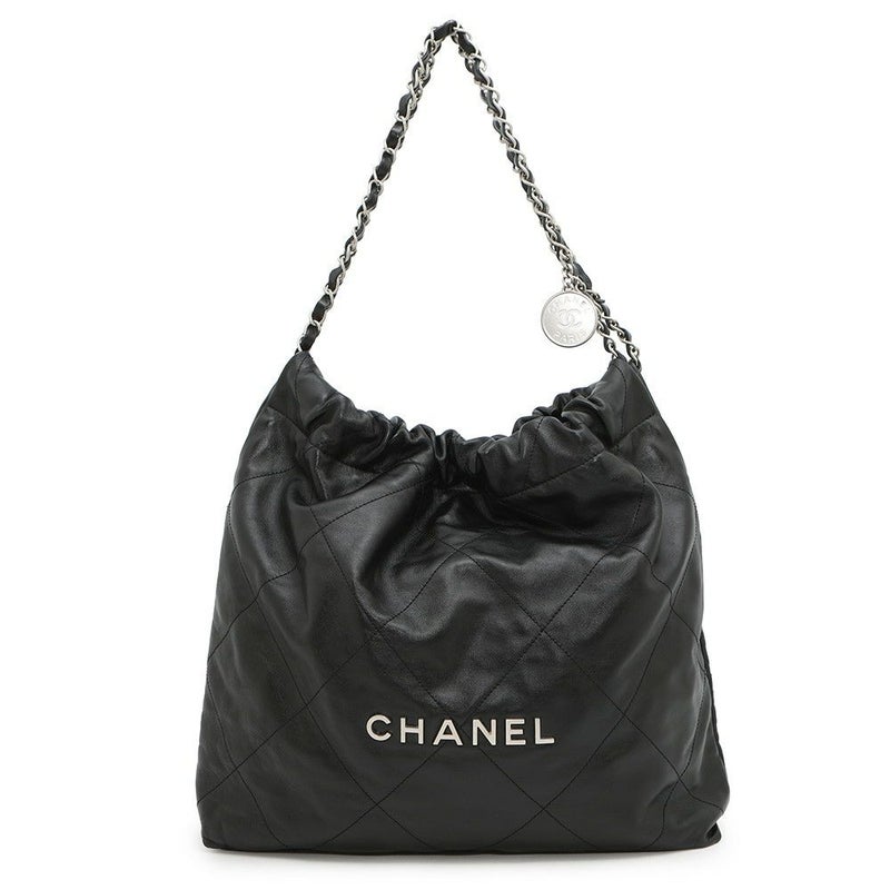 シャネル チェーンショルダーバッグ CHANEL22 スモール シャイニーカーフスキン AS3260 CHANEL ポーチ付き 黒