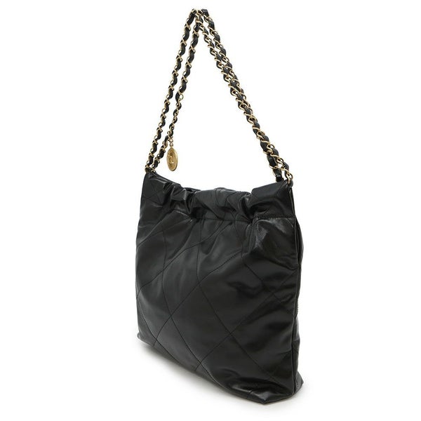 シャネル チェーンショルダーバッグ CHANEL22 スモール シャイニーカーフスキン AS3260 CHANEL ポーチ付き 黒