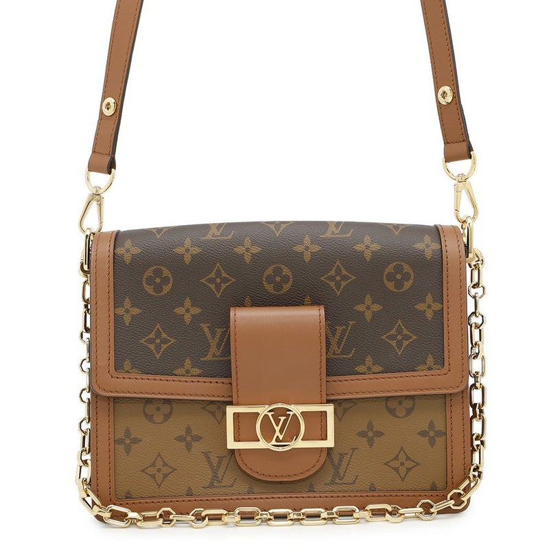 ルイヴィトン ショルダーバッグ モノグラム・リバース ドーフィーヌMM M45958 LOUIS VUITTON 2way 黒 ブラック