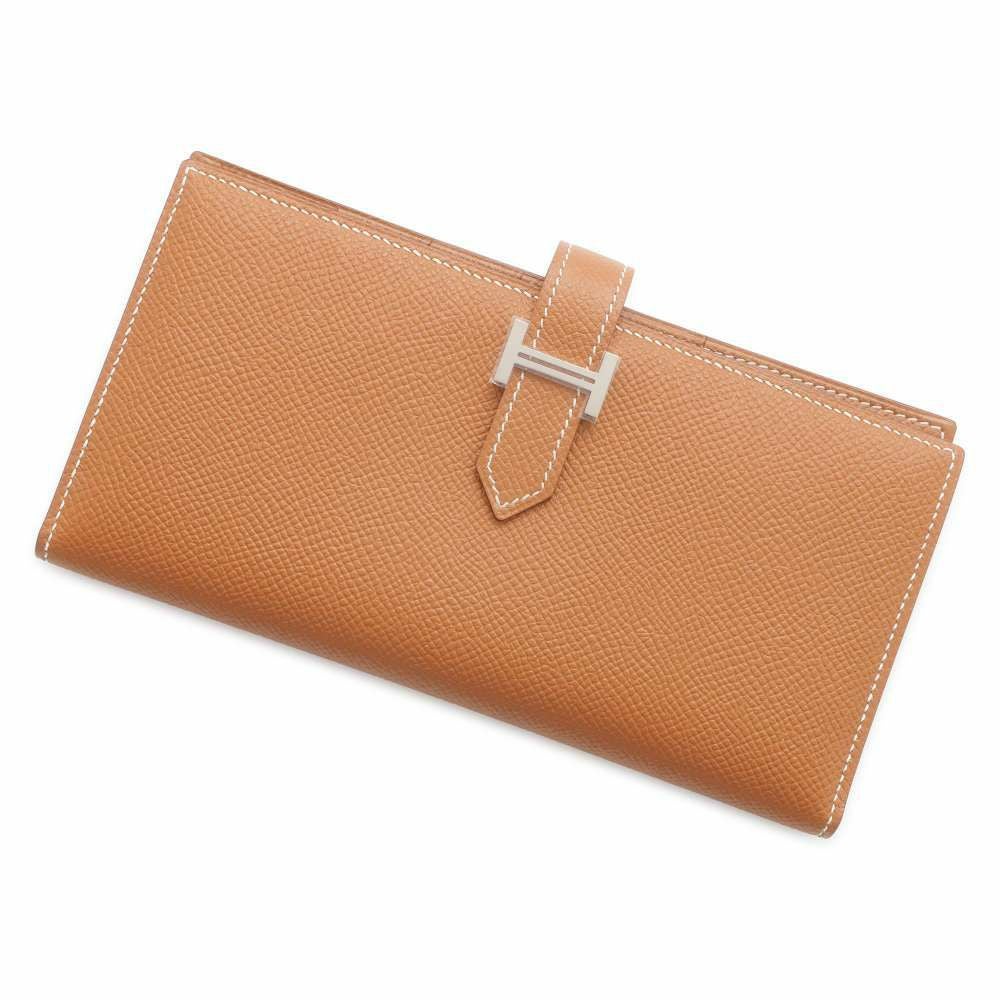 エルメス 長財布 ベアンスフレ ゴールド/シルバー金具 ヴォーエプソン