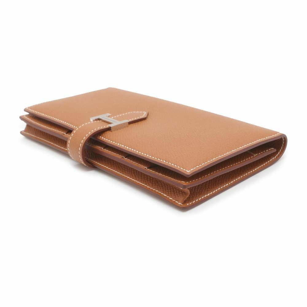 エルメス 長財布 ベアンスフレ ゴールド/シルバー金具 ヴォーエプソン