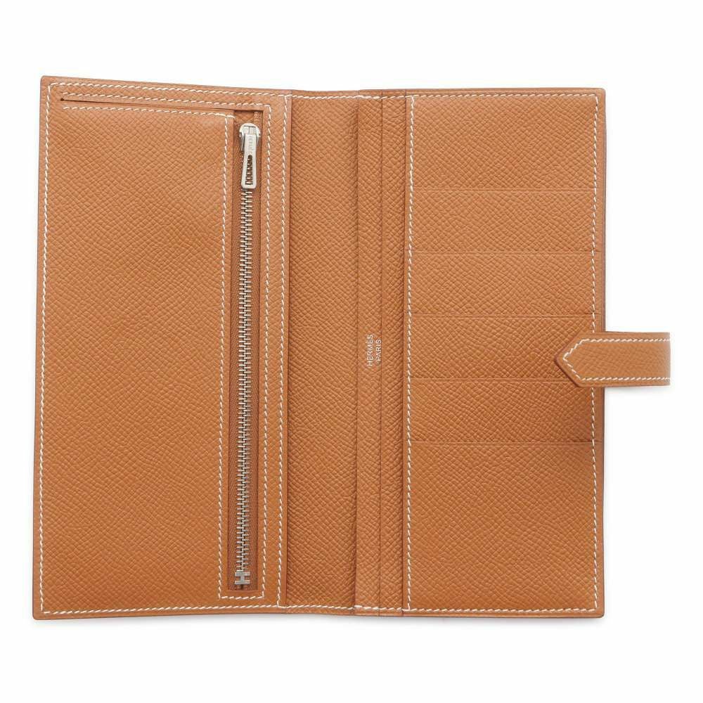 エルメス 長財布 ベアンスフレ ゴールド/シルバー金具 ヴォーエプソン
