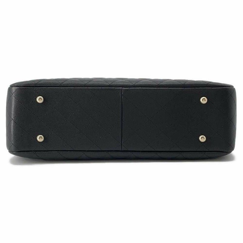 シャネル チェーントートバッグ マトラッセ ココマーク ラージ ショッピング キャビアスキン A91046 黒