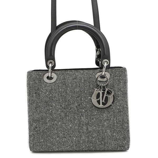 クリスチャン・ディオール ハンドバッグ レディディオール ミディアム キャンバス Christian Dior 2way 黒