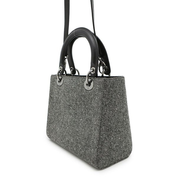 クリスチャン・ディオール ハンドバッグ レディディオール ミディアム キャンバス Christian Dior 2way 黒