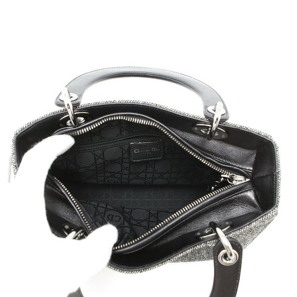 クリスチャン・ディオール ハンドバッグ レディディオール ミディアム キャンバス Christian Dior 2way 黒