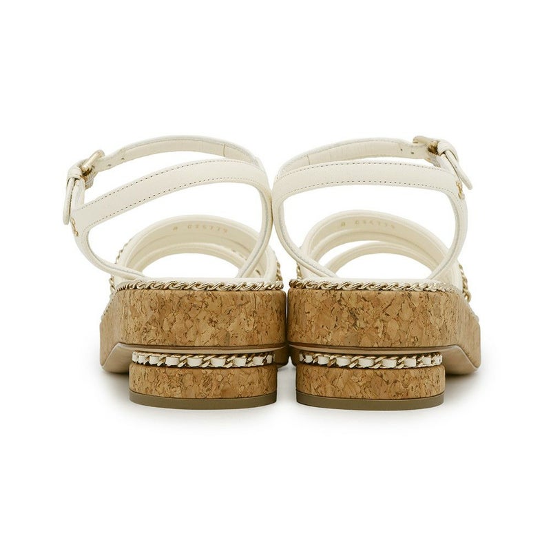 シャネル サンダル ココマーク チェーンストラップ レディースサイズ38C G35779 CHANEL 靴 白