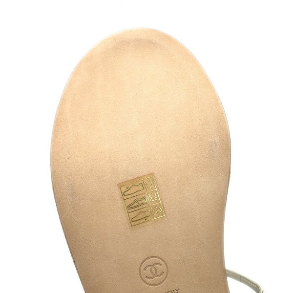 シャネル サンダル ココマーク チェーンストラップ レディースサイズ38C G35779 CHANEL 靴 白