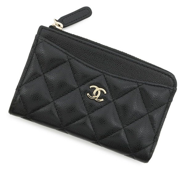 シャネル コインケース マトラッセ ココマーク キャビアスキン AP3179 フラグメント カードケース 黒
