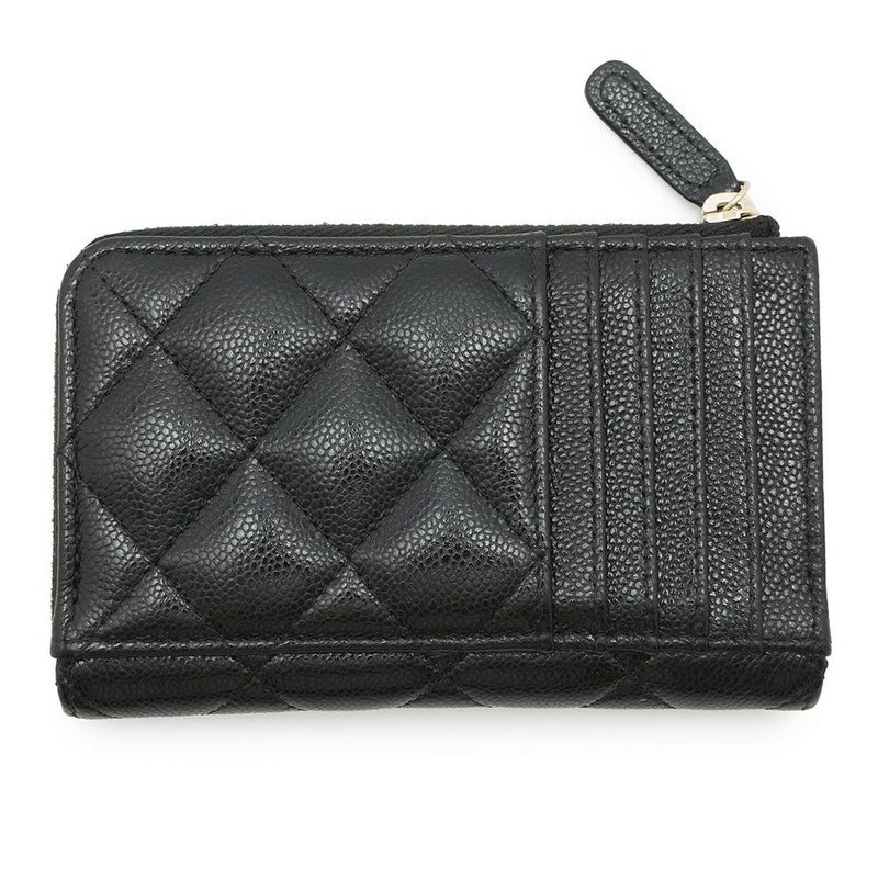 シャネル コインケース マトラッセ ココマーク キャビアスキン AP3179 フラグメント カードケース 黒