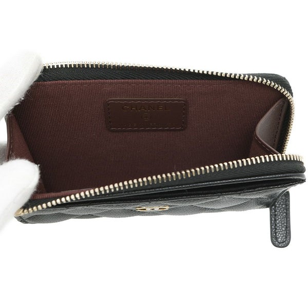 シャネル コインケース マトラッセ ココマーク キャビアスキン AP3179 フラグメント カードケース 黒