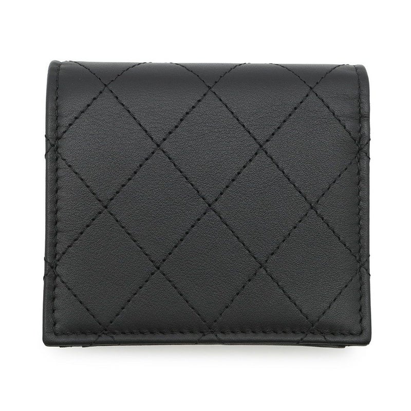 シャネル 二つ折り財布 ココマーク マトラッセ スモールウォレット AP4381 CHANEL 黒