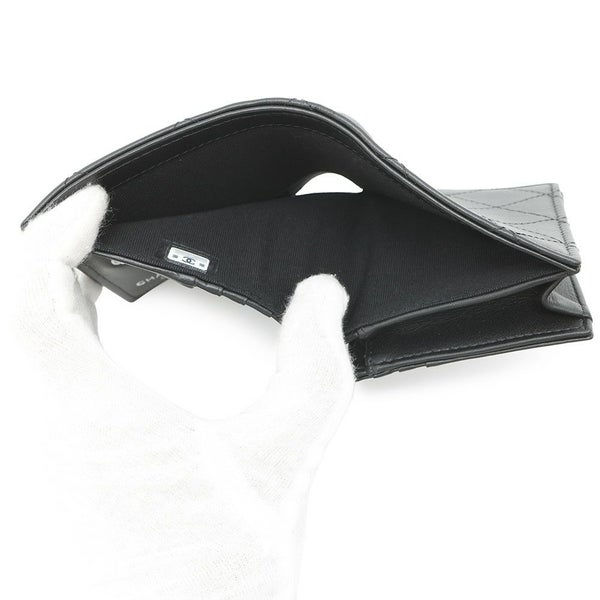 シャネル 二つ折り財布 ココマーク マトラッセ スモールウォレット AP4381 CHANEL 黒