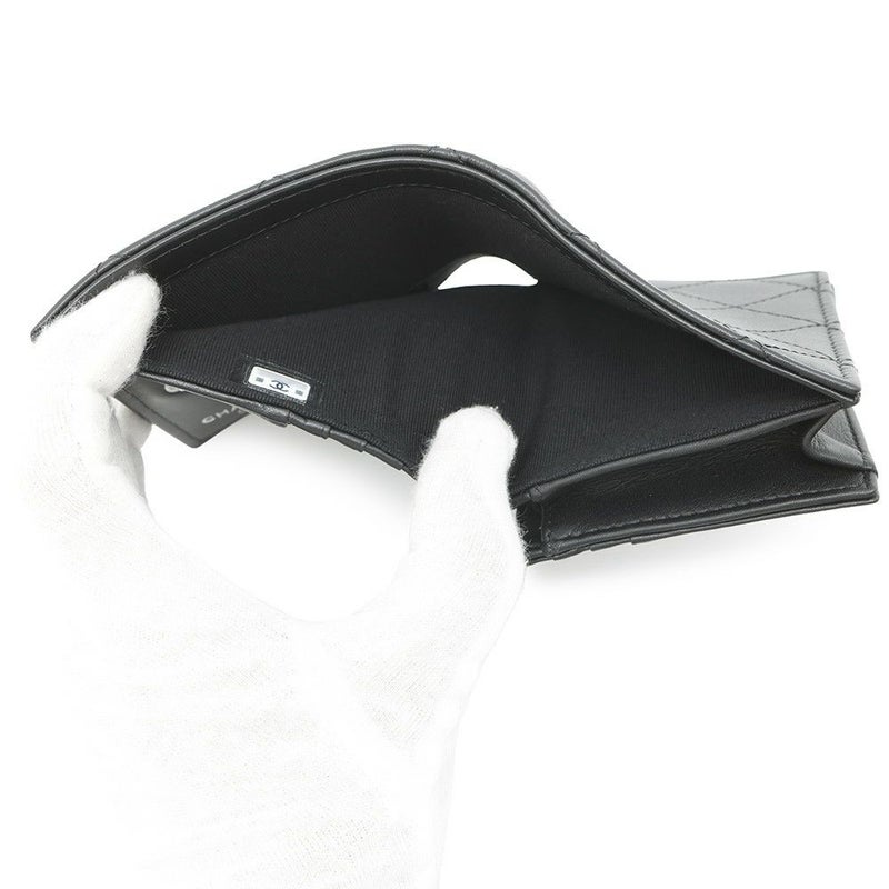 シャネル 二つ折り財布 ココマーク マトラッセ スモールウォレット AP4381 CHANEL 黒