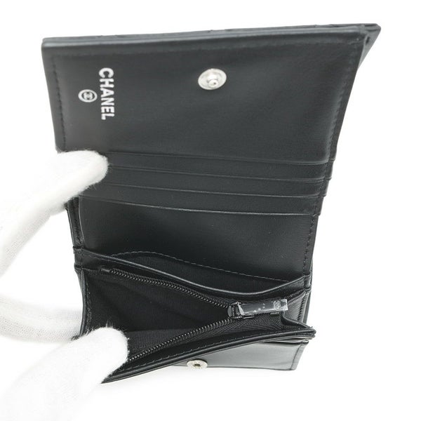 シャネル 二つ折り財布 ココマーク マトラッセ スモールウォレット AP4381 CHANEL 黒