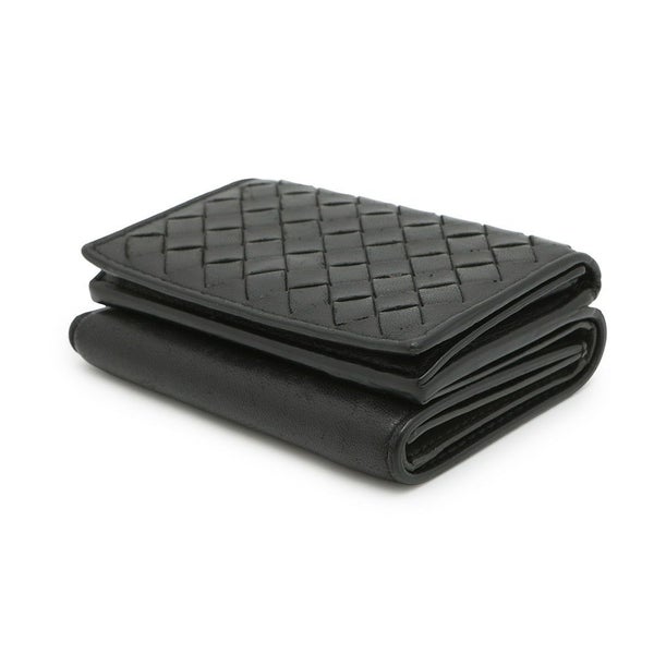 ボッテガヴェネタ 三つ折り財布 イントレチャート コンパクトウォレット レザー BOTTEGA VENETA 財布 黒