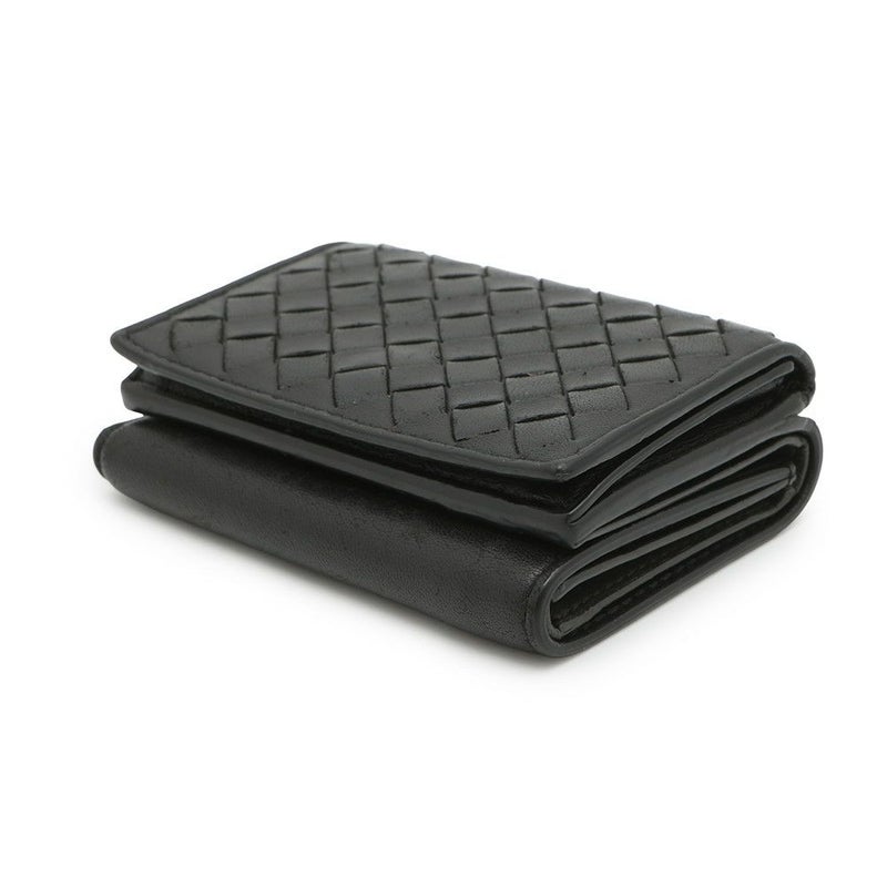 ボッテガヴェネタ 三つ折り財布 イントレチャート コンパクトウォレット レザー BOTTEGA VENETA 財布 黒