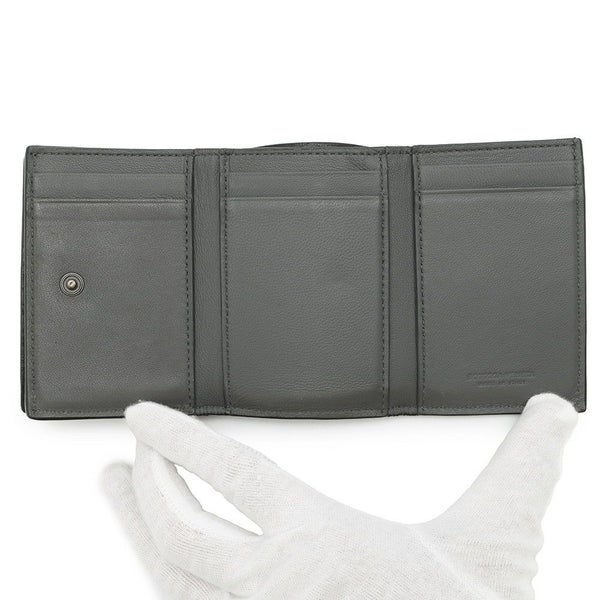 ボッテガヴェネタ 三つ折り財布 イントレチャート コンパクトウォレット レザー BOTTEGA VENETA 財布 黒