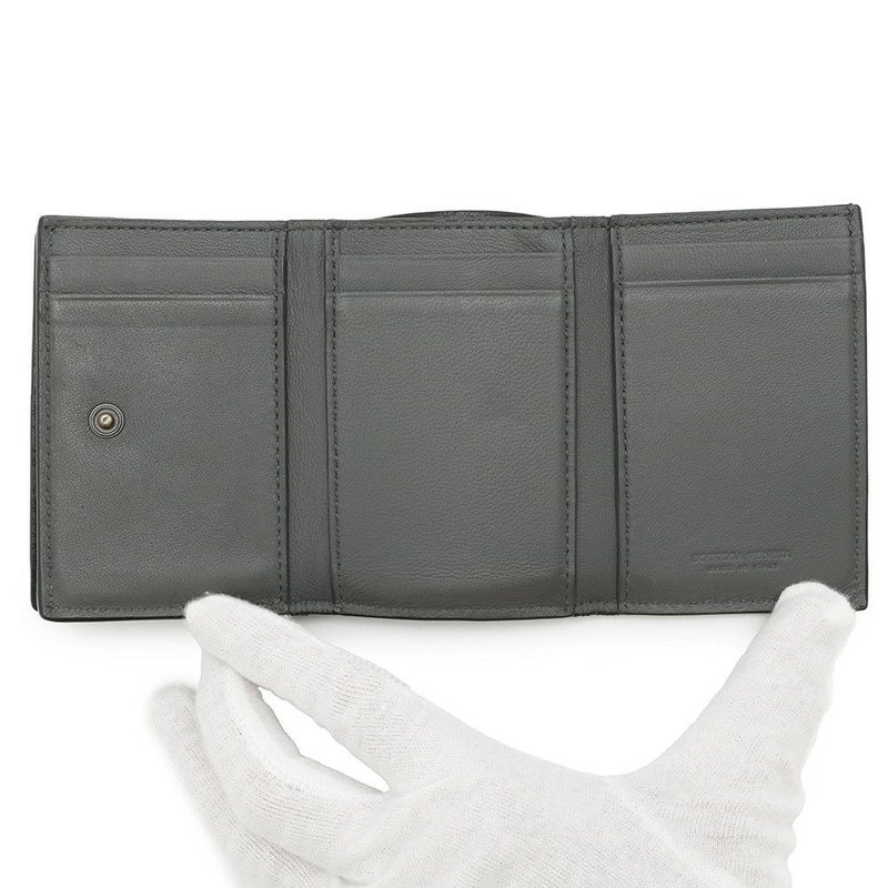 ボッテガヴェネタ 三つ折り財布 イントレチャート コンパクトウォレット レザー BOTTEGA VENETA 財布 黒