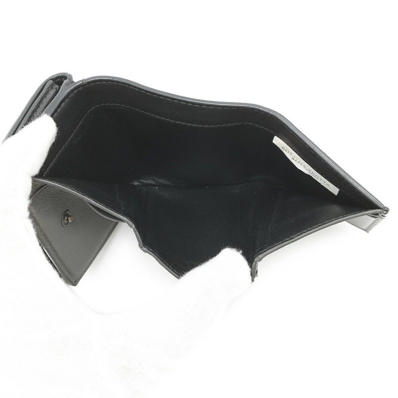 ボッテガヴェネタ 三つ折り財布 イントレチャート コンパクトウォレット レザー BOTTEGA VENETA 財布 黒