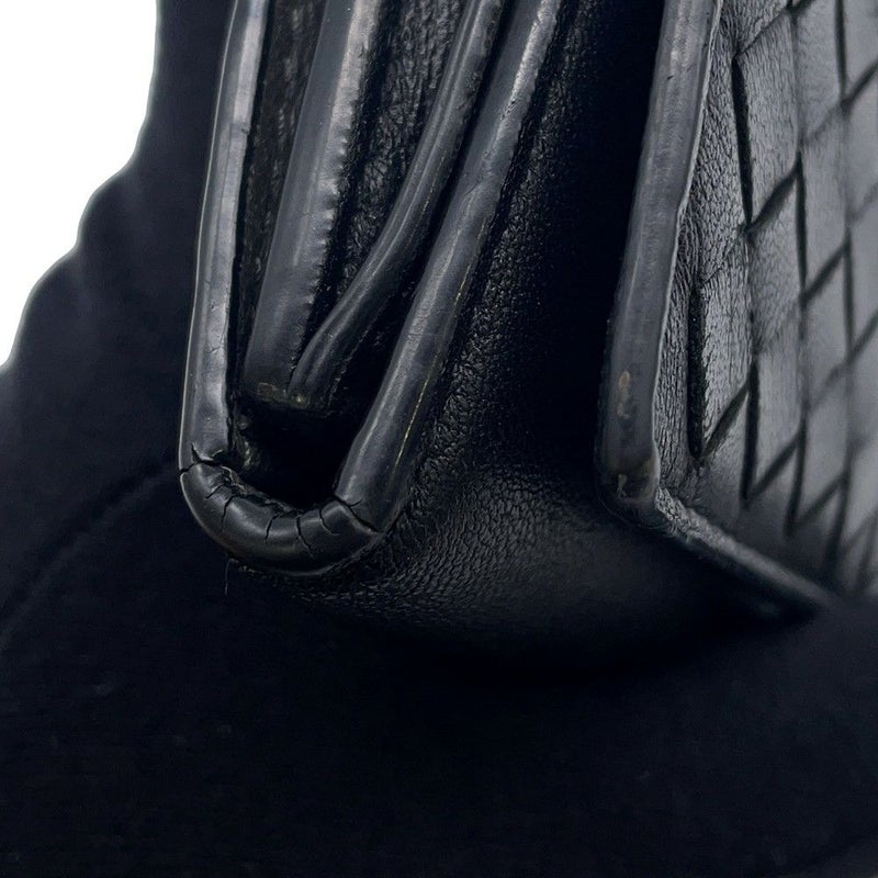 ボッテガヴェネタ 三つ折り財布 イントレチャート コンパクトウォレット レザー BOTTEGA VENETA 財布 黒