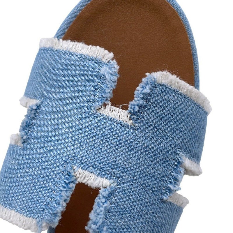 エルメス サンダル オアジス Oasis デニム レディースサイズ37 1/2 HERMES 靴