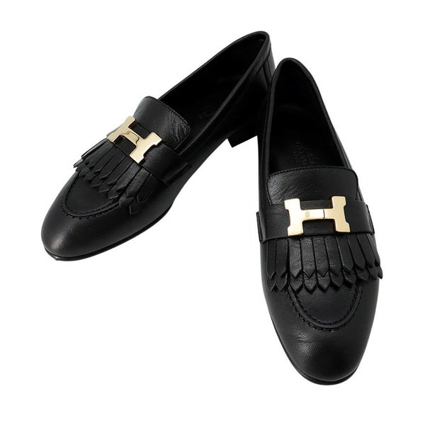 エルメス モカシン ロワイヤル レザー レディースサイズ34 HERMES 靴 黒