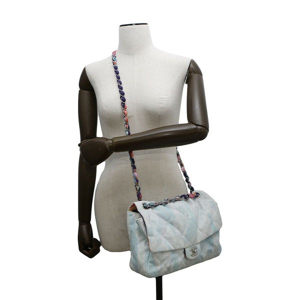 シャネル チェーンショルダーバッグ マトラッセ30 ココマーク ジャングル デニム ダブルチェーン コットン CHANEL