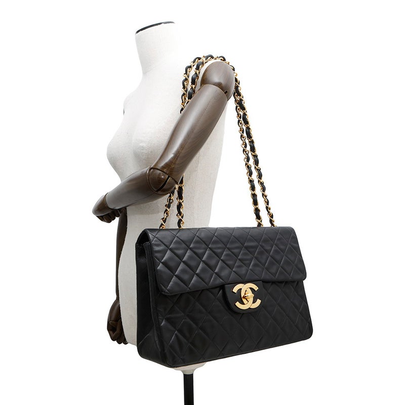 シャネル チェーンショルダーバッグ デカマトラッセ34 ココマーク ラムスキン A01094 CHANEL デカマト 黒