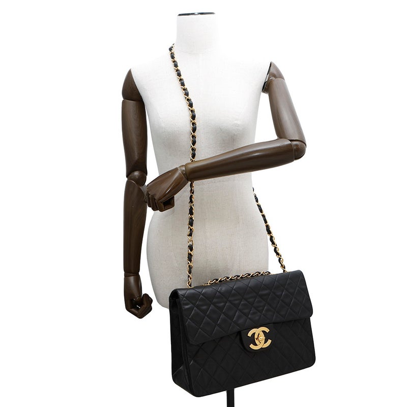 シャネル チェーンショルダーバッグ デカマトラッセ34 ココマーク ラムスキン A01094 CHANEL デカマト 黒