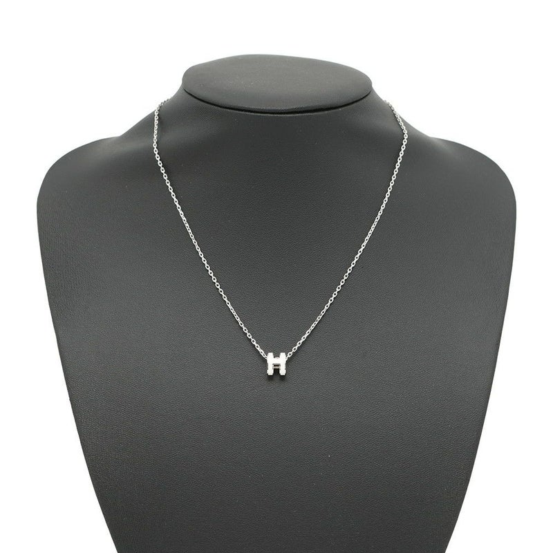 エルメス ネックレス ミニ・ポップアッシュ ホワイト/シルバー金具 HERMES アクセサリー ポップH