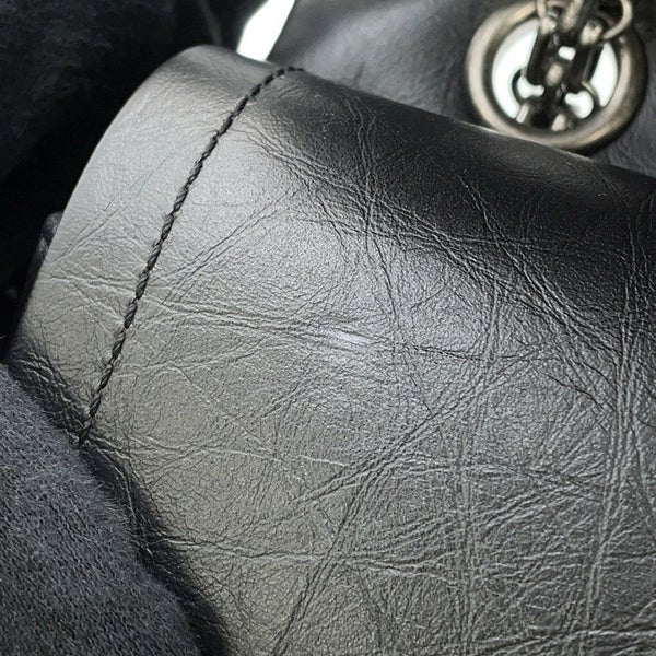 シャネル チェーンショルダーバッグ マトラッセ 2.55 ダブルフラップ エイジドカーフレザー A37590 CHANEL 黒