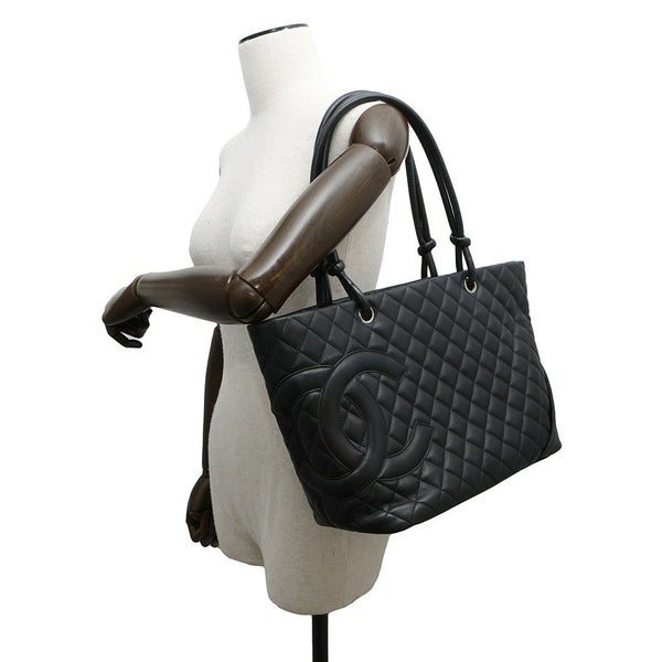 シャネル トートバッグ カンボンライン ラージトート ココマーク レザー A25169 CHANEL 黒