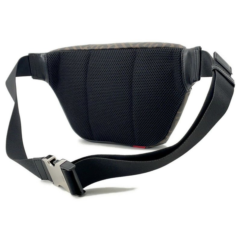 フェンディ ボディバッグ ズッカ柄 PVC レザー 7VA434 FENDI ウエストバッグ ウエストポーチ 黒