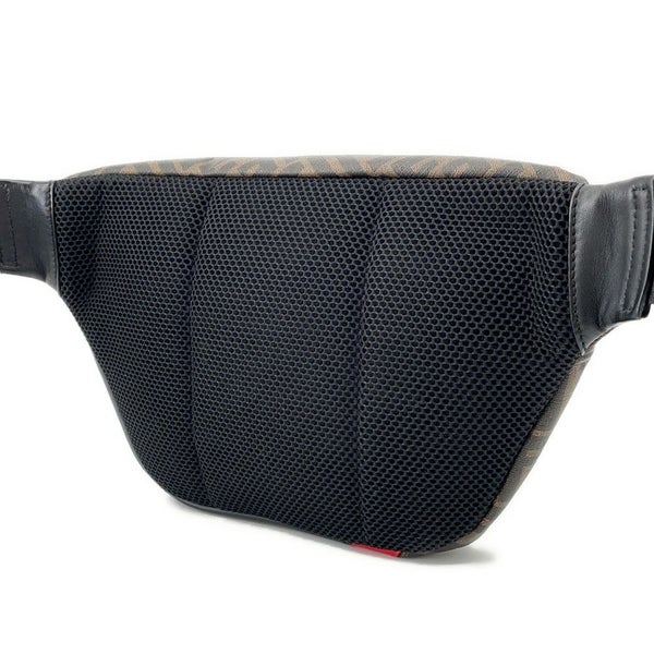 フェンディ ボディバッグ ズッカ柄 PVC レザー 7VA434 FENDI ウエストバッグ ウエストポーチ 黒