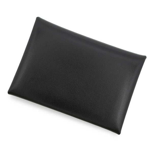 エルメス コインケース カルヴィ デュオ ブラック/シルバー金具 ボックスカーフ W刻印 財布 黒