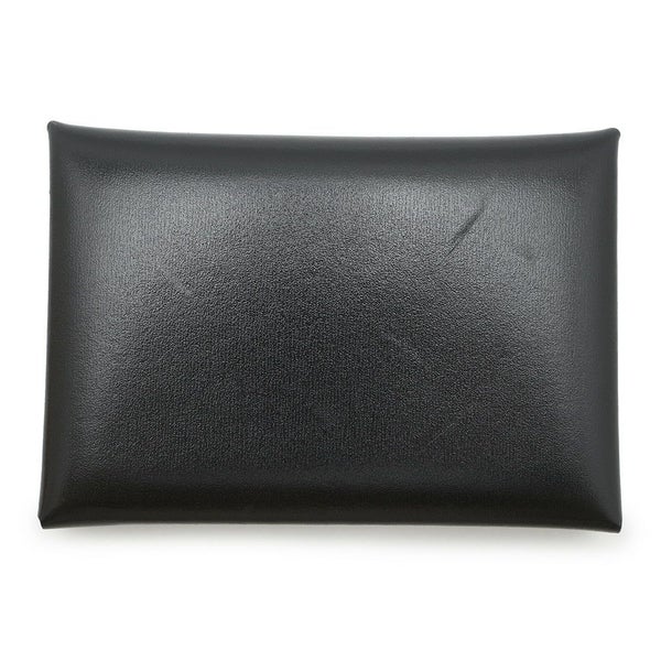 エルメス コインケース カルヴィ デュオ ブラック/シルバー金具 ボックスカーフ W刻印 財布 黒