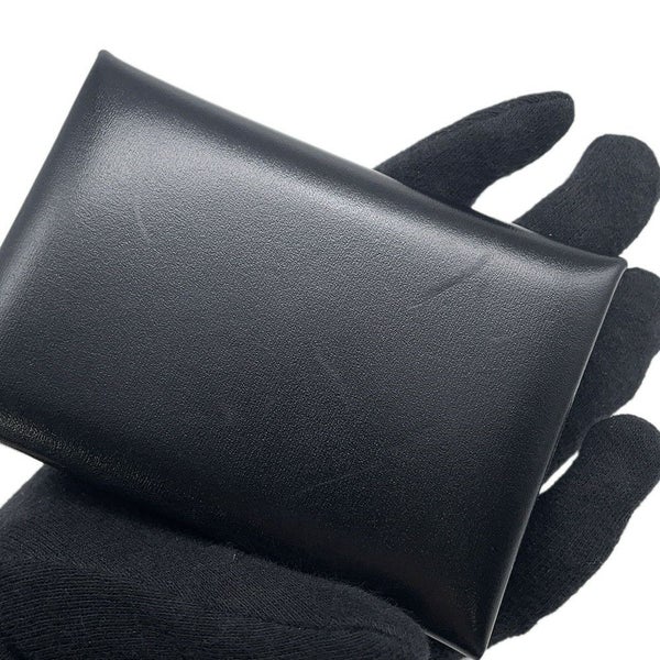 エルメス コインケース カルヴィ デュオ ブラック/シルバー金具 ボックスカーフ W刻印 財布 黒