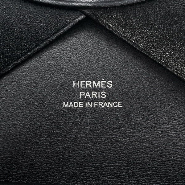 エルメス コインケース カルヴィ デュオ ブラック/シルバー金具 ボックスカーフ W刻印 財布 黒